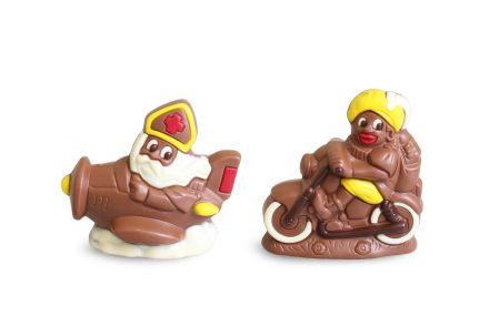 St. Nicholas in plane 10 cm / funny Peter on motorcycle 11 cm